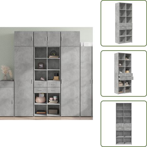 Highboard Betongrau 70x42,5x185 cm Holzwerkstoff - Sideboard - Hochschrank - Wohnzimmermöbel - Wohnraumgestaltung - Moderner Stil (1/5)