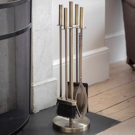 Garden Trading Ebrington Fireside Wood Burning Stove Companion Tool Set Brass