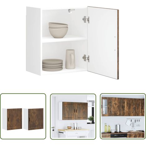 vidaXL Küchen-Hängeschränke 2 Stk. Porto Räuchereiche Holzwerkstoff (1/5)