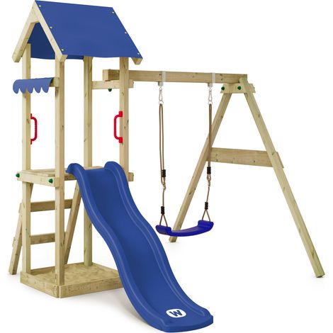 Wickey – Aire de jeux en bois pour enfants avec toboggan 175cm – Bac à sable intégré – Hauteur plateforme 90cm – Résistant aux intempéries