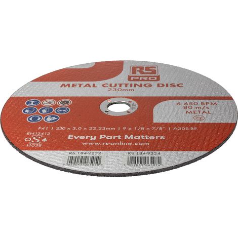 Disque abrasif RS PRO, P120, Ø 230mm, par 5 ( Prix pour Paquet de 5 )