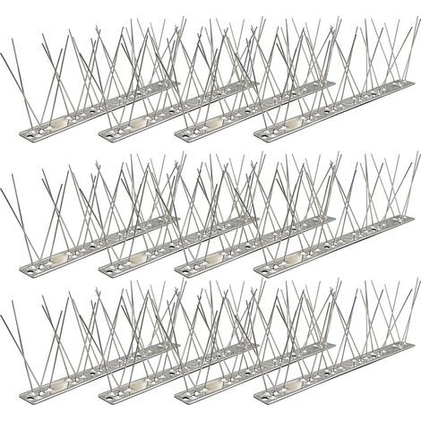 Taubenabwehrspitzen aus Edelstahl (3 m, 12 Stück à 25 cm) – Vogelabwehrset 304 mit 24 Schrauben und 24 Kabelbindern – für Balkone, Dachrinnen, Dächer und Fenster – gegen Krähen (1/5)