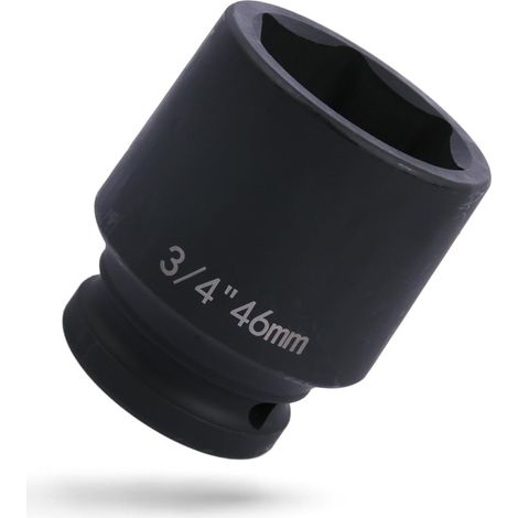 Douille 3/4" 46 mm, 6 pans (6 pans) en acier Cr-V, douille pour visseuse à percussion, qualité industrielle (1/5)