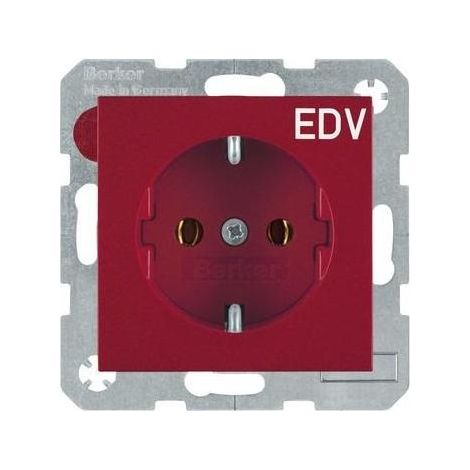 Berker Steckdose SCHUKO m Druck S.1 rot glänz 47438922 (1/5)