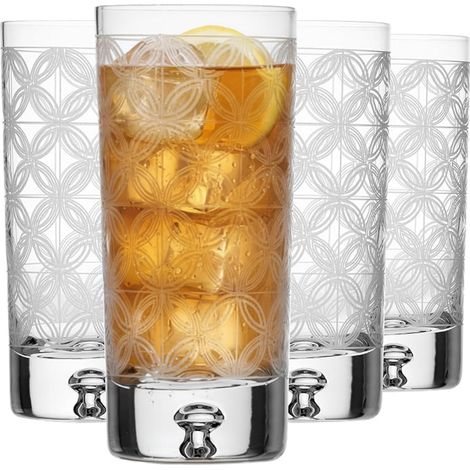 Verres à Eau, Jus et Cocktails 300 ml Lot de 4 Collection Saga Verre en Cristal Fait Main, Taillé comme Cadeau, Incolore Cut 1 (1/5)