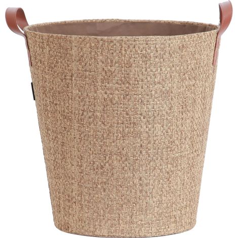 Le Marquier – Panier à bois rigide 44x44x45 cm – Pour bûches jusqu'à 50 cm – Tissu naturel – Anses pour transport facile