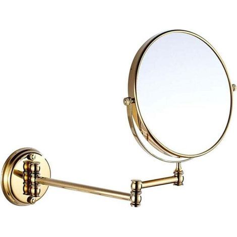 Miroir de beauté télescopique pliable pour salle de bain 20,3 cm (doré) (1/4)
