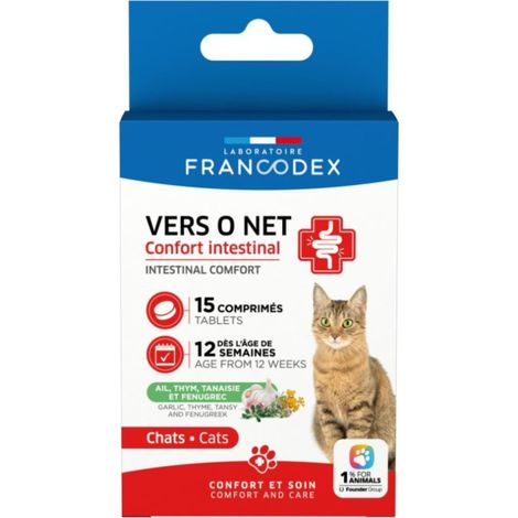 Vers O Net Confort Intestinal 15 comprimes pour chat - Francodex