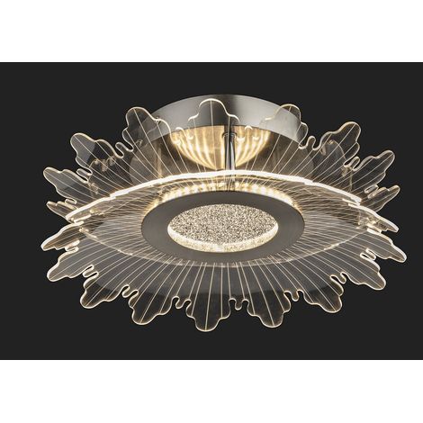 Firstlight Trinity Plafonnier encastré Trinity en acier brossé avec abat-jour LED décoratif transparent en acrylique 17 W, 1600 lm, 3000 K