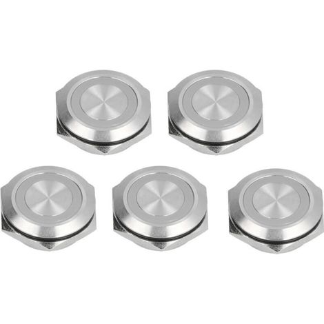 5 Interrupteurs Momentanés Bouton-Poussoir Métalliques Auto-Réinitialisation Étanches LED 25mm DC3-6V Jaune (1/5)