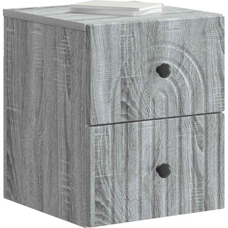 Maison Exclusive - Mobiletto da notte a muro Grigio Sonoma 33 x 34,5 x 40 cm