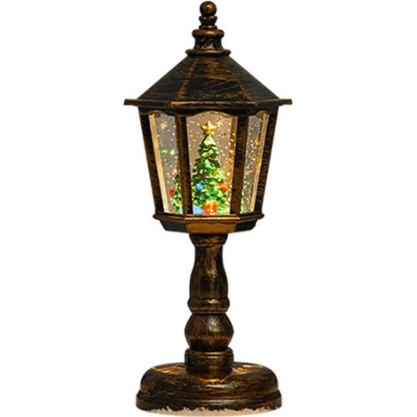 Lanterne Boule À Neige De Noël Vintage Paillettes Alimenté par Piles Lampe Décorative Globe de Neige Pour Rebord de Fenêtre, Maison, Commerce, Salle à Manger, Cheminée, Table, Intérieur, (1/5)
