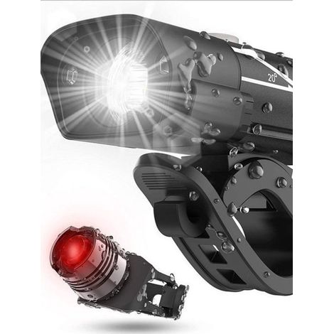 Kit completo di luci anteriori - 400 lumen - impermeabili IPX4 - luci a LED ricaricabili per bicicletta - luci posteriori - adatte per mountain bike (1/5)