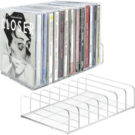 2 x Transparent CD Holders for CD Holder Transparent Storage Rack for DVD Eyeshadow Makeup Palette Cosmetics and Books (1/5)