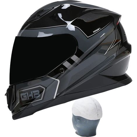 Casco de motocicleta, homologado por el DOT, diseño modular con visera abatible, negro/gris -b, XL (1/2)