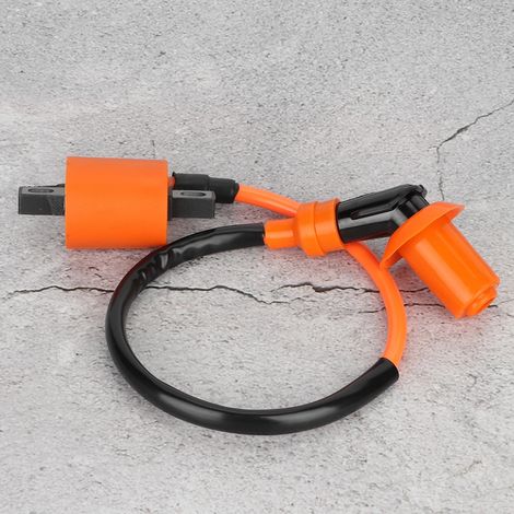 Bobine d'allumage orange et noire modifiée, bougie A7TC à 6 broches, compatible avec les moteurs GY6 50cc, 125cc et 150cc. (1/5)