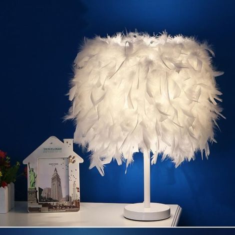 Lampe de chevet À plumes Blanc Abat-Jour Moderne Mode pour Salon, Chambre, Bar, Hotel, Décoration de La Maison (1/4)