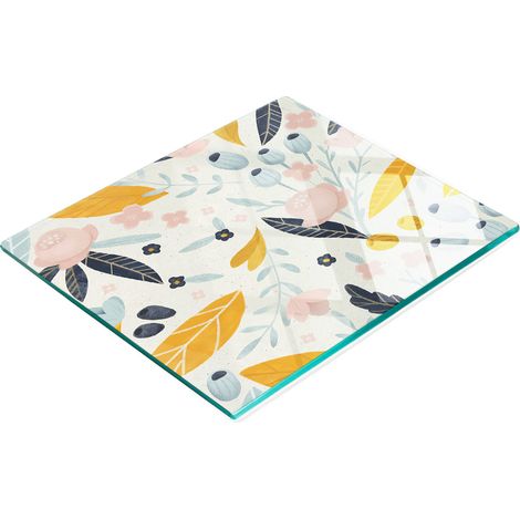 Tablero de vidrio decorativo multifuncional con estampado de plantas, 60x52 cm.
