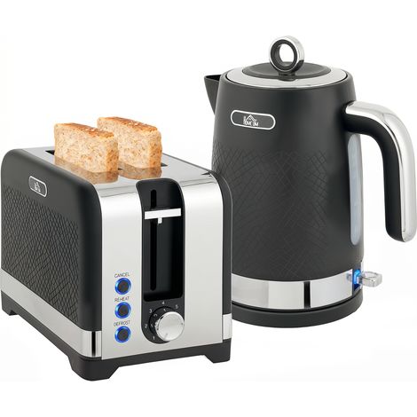 Wasserkocher- und Toaster-Set, 1,7 l 2200 W Schnellkoch-Wasserkocher mit Thermostat, 2-Scheiben-Toaster, Grau (1/5)