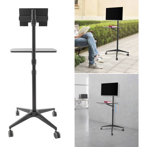 Portable Rolling Laptop Floor Standing Table Mobile Workstation Adjustable Height (1/5)