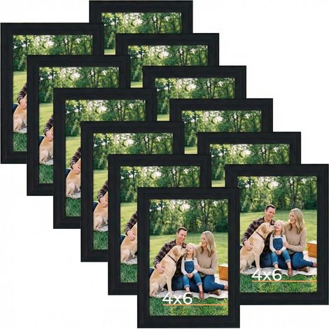 Cadre Photo 10x15 cm Noir Lot de 12, Cadre Photo Noir Classique pour Maison, Chambre, Bureau, Couloir ou Galerie (1/5)