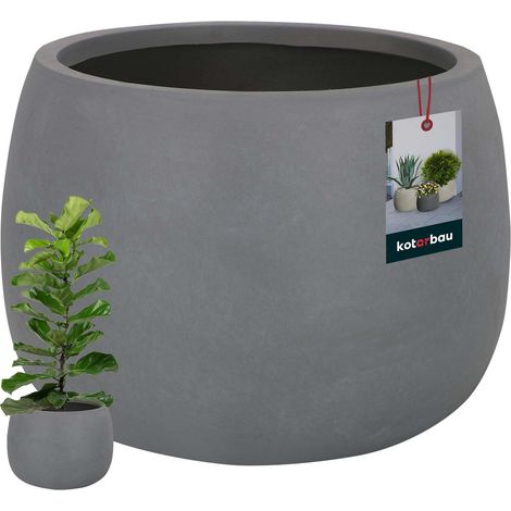 KOTARBAU® Pot de Fleur Interieur, Cache Pot Plante Ø 33 cm, Fibreclay, Pot pour Orchidées, Pot de Fleurs, Vase de Sol, Aspect Béton, Gris (1/5)