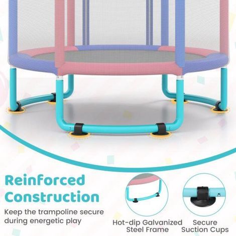 Jeu actif en sécurité – trampoline enfant 6 en 1 avec filet 360°, cadre métal galvanisé, pour jardin et intérieur (1/5)