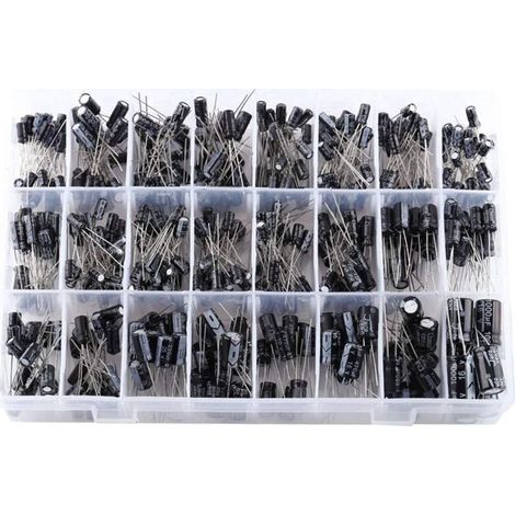 Kit de Condensateurs, 500pcs Condensateur Électrolytique 24 Valeurs Micro Condensateurs Radial en Aluminium 16V-50V 0.1uF〜1000uF pour l'Application Electronique (1/4)