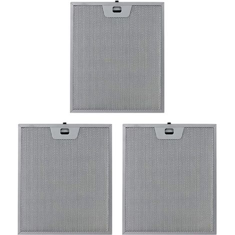 Lot de 3 filtres à graisse en aluminium pour hotte aspirante - 300 x 250 mm - Argent - 5 couches de filtration métallique pour une séparation plus efficace des odeurs et des graisses - Remplacement (1/4)