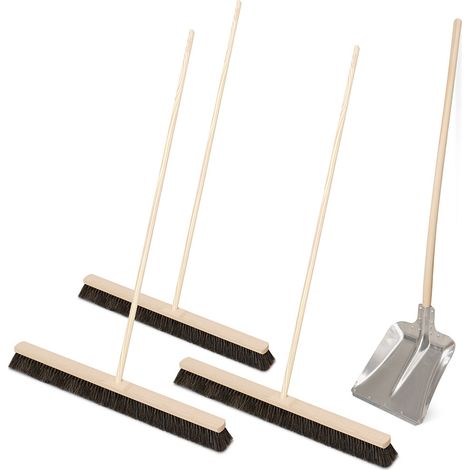 BRB Kehr-Set, 1x Alu-Randschaufel Gr. 9 + 3X Rosshaar-Besen 1 mm Breite