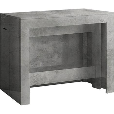Dmora Tavolo da pranzo moderno, Made in Italy, Consolle allungabile fino a 12 posti, con portallunghe, cm 51x90h77 ( fino a 300 cm) colore Grigio Cenere, con imballo rinforzato
