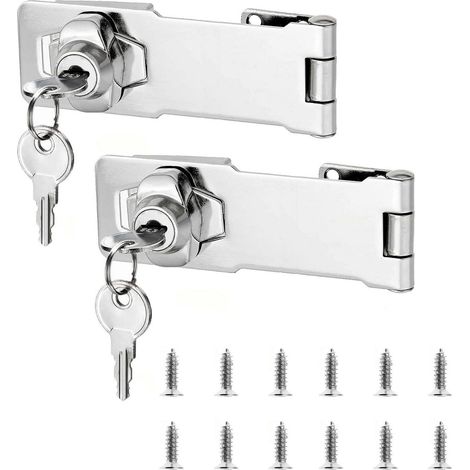 2x abschließbare Überfalle 61mm mit Schlüsseln, Edelstahlschloss für Schränke