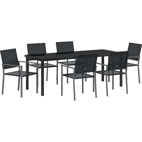 Conjunto de Comedor de Jardín 7 pcs Negro Poliratán vidaXL (1/5)