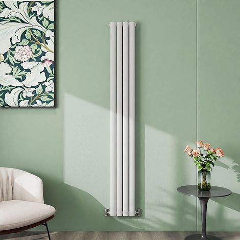 AICA 1800x236mm White Vertical Designer Radiator Single Oval Column Heating UK (1/5)