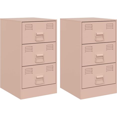 Maison Exclusive - Nachttische 2 Stk. Rosa 34,5x39x62 cm Stahl