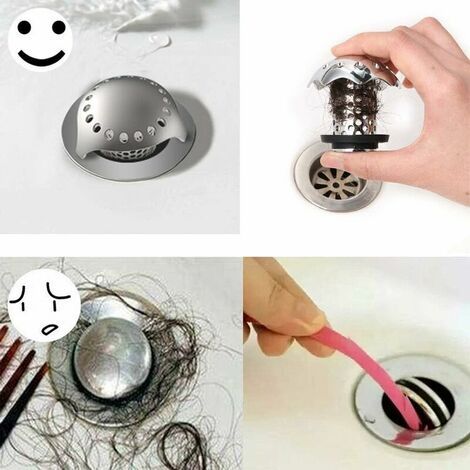 Protection Drain – Filtre Cheveux, Baignoire, Inox (1/4)