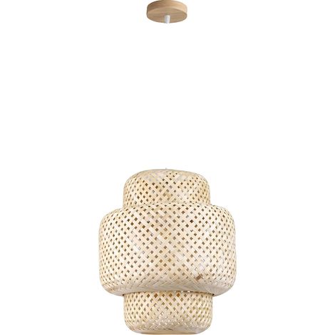 Lámpara de araña de bambú hecha a mano, cable ajustable, 30 cm, bombilla no incluida. (1/2)