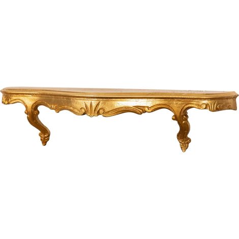 ANTIQUED GOLD LEAF FINISH WOODEN WALL SHELF W59XD13XH14 CM