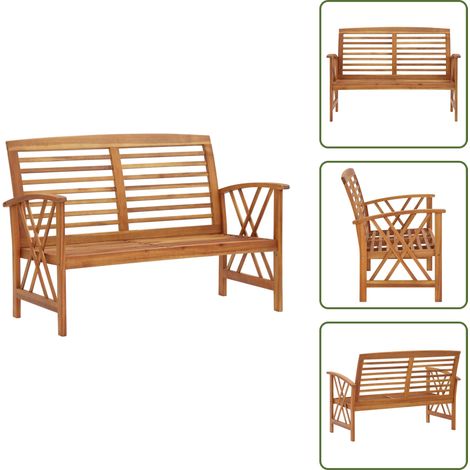 The Living Store Panchina da Giardino 119 cm in Legno Massello d'Acacia - Panca in legno