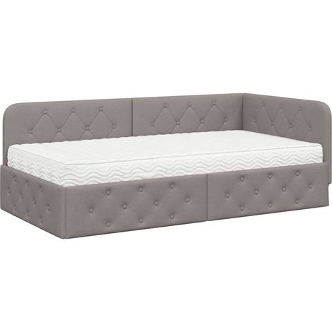 Corner Bed Frame Taupe 100 x 200 cm Fabric vidaXL