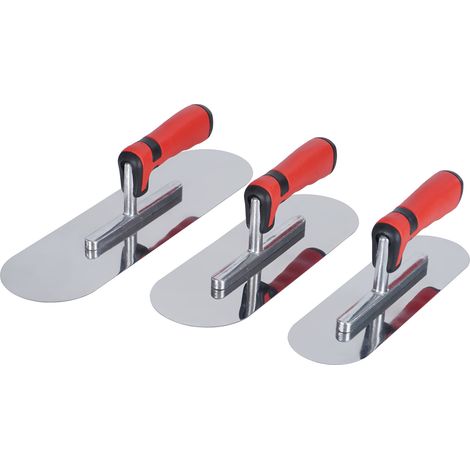 Lot de 3 truelles rondes en acier inoxydable, pour enduction et finition murale (1/4)