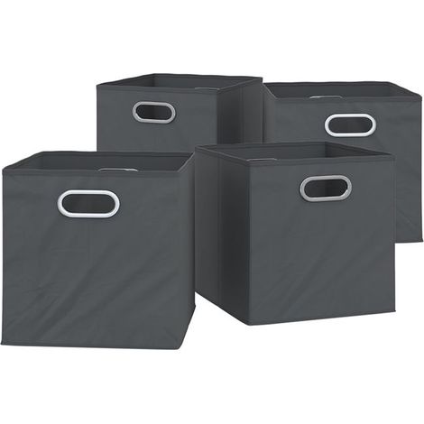 4 boîtes pliantes, 30 x 30 cm, gris anthracite, rangement mural et étagère, boîtes de stockage pliables, intérieur moderne (1/4)