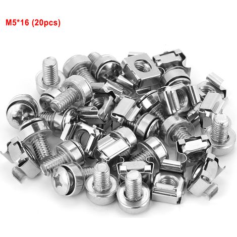 Kit de 20 vis et écrous cage pour baies de brassage (M516)