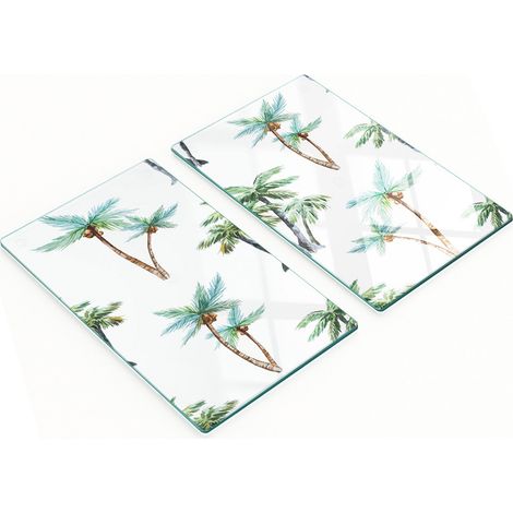 Tableros de vidrio decorativos multifuncionales con estampado de palmeras, 2x30x52 cm.