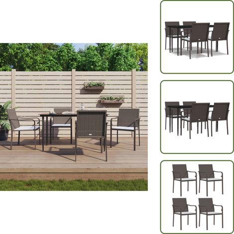 Sillas de jardín - vidaXL Juego comedor jardín 5 piezas y cojines ratán sintético y acero - Cojines para comedor