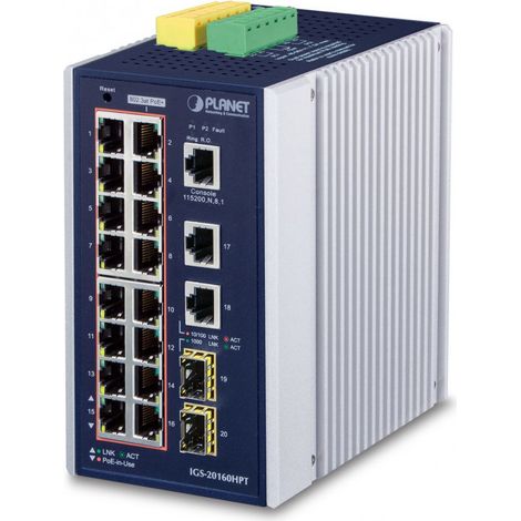 Conmutador PoE Gigabit gestionado PLANET IGS-20160HPT L2/L3