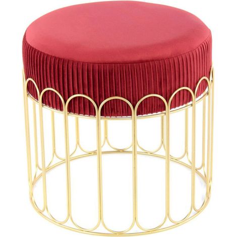 Pouf Rond Design "Cleopatra" 39cm Bordeaux (1/3)