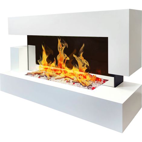 Chemin'Arte – Cheminée électrique murale quartz 120 cm – Effet flammes LED – Chauffage 2000W programmable – Télécommande LCD (1/5)