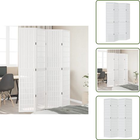 Cloison décorative - vidaXL Cloison de séparation 4 panneaux blanc bois de paulownia massif - Séparateur intérieur (1/5)