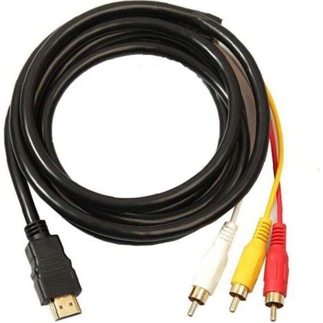 Câble HDMI vers RCA 1,5m Connecteurs plaqués or 24 carats Résolutions jusqu'à 1080p Émetteur de signal pour appareils HDMI (1/4)